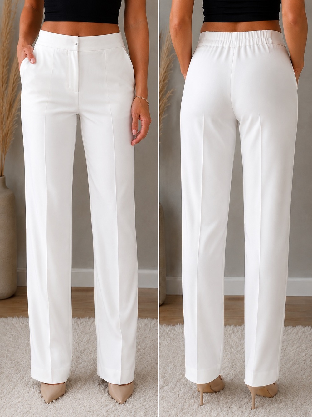 H&M White Full-Length Tailored Pants – Women’s US 4 (EUR 34) NWT